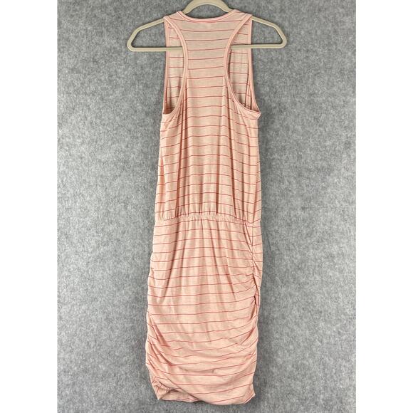 Anthropologie Sundry Tank Dress Womens Medium 2 Pink Stripe Ruched Racerback - Picture 9 of 12